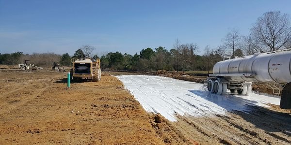 Paving equipment on construction site